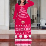 1 Piece Custom Casual Digital Printing Plus Size Christmas Maxi Dress