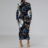 1 Piece Custom Casual Digital Printing Long Sleeve Mid Dress