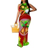 1 Piece Custom Casual Digital Printing Sleeveless Christmas Maxi Dress