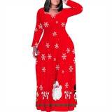 1 Piece Custom Casual Digital Printing Plus Size Christmas Maxi Dress