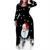 1 Piece Custom Casual Digital Printing Plus Size Christmas Maxi Dress