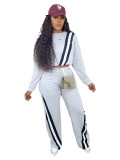 Women's Casual Sportswear Stitching Straight Wide-leg Trousers Set