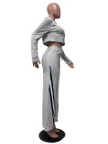 Women's Casual Sportswear Stitching Straight Wide-leg Trousers Set