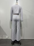 Women's Casual Sportswear Stitching Straight Wide-leg Trousers Set