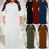 1 Piece Custom Casual Print Long Sleeve Maxi Dress