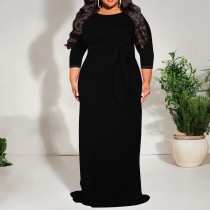 1 Piece Custom Casual Print Long Sleeve Maxi Dress