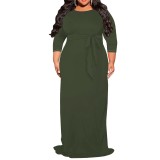 1 Piece Custom Casual Print Long Sleeve Maxi Dress