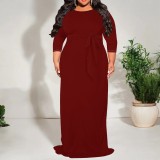 1 Piece Custom Casual Print Long Sleeve Maxi Dress
