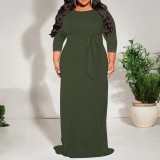 1 Piece Custom Casual Print Long Sleeve Maxi Dress