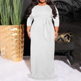 1 Piece Custom Casual Print Long Sleeve Maxi Dress