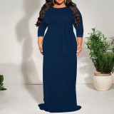 1 Piece Custom Casual Print Long Sleeve Maxi Dress