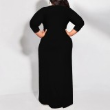 1 Piece Custom Casual Print Long Sleeve Maxi Dress