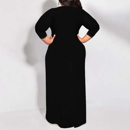 1 Piece Custom Casual Print Long Sleeve Maxi Dress