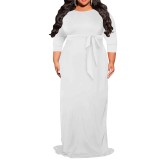 1 Piece Custom Casual Print Long Sleeve Maxi Dress