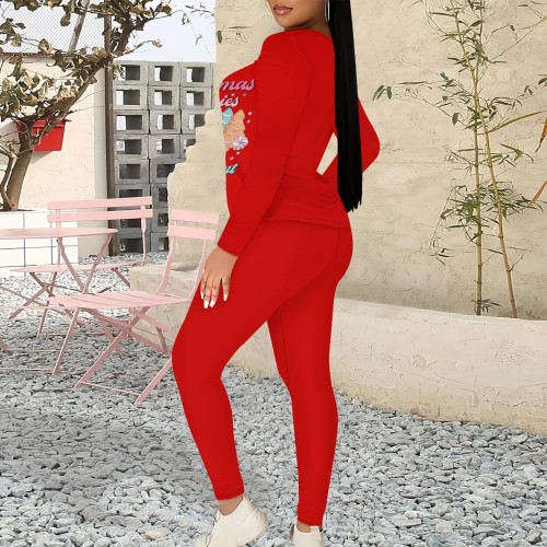 1 Piece Custom Casual Print Short Sleeve Christmas Pant Set