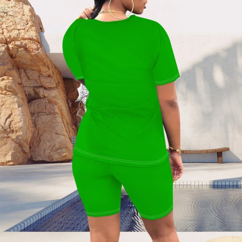 1 Piece Custom Casual Print Short Sleeve Christmas Short Set