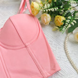 Women'S Bustiers Corset Tops Cutout Triangle Strap Back Buckle Crop Tops