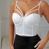 Women'S Bustiers Corset Tops Cutout Triangle Strap Back Buckle Crop Tops