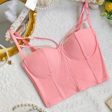 Women'S Bustiers Corset Tops Cutout Triangle Strap Back Buckle Crop Tops