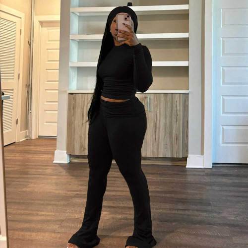 Solid Color Tight Slim Stretch Sportswear Sweatshirt Sweatpants