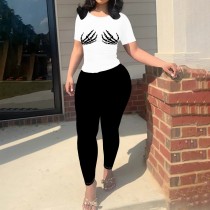 1 Piece Custom Casual Print Short Sleeve Pant Set