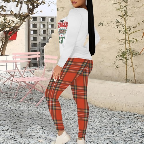 1 Piece Custom Casual Print Long Sleeve Christmas Pant Set