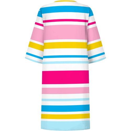 1 Piece Custom Casual Print Striped V Neck Club Dress