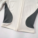 Casual Contrast Color Zipper Hooded Short Sets