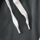 Casual Contrast Color Zipper Hooded Short Sets