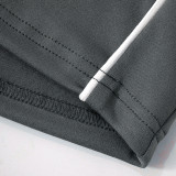 Casual Contrast Color Zipper Hooded Short Sets