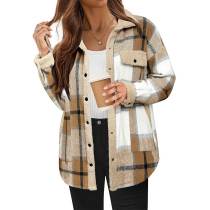 Womens Plaid Winter Button Up Flannel Oversized Fuzzy Warm Coat Jackets