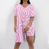 1 Piece Custom Casual Print V Neck Short Sleeve Short Set