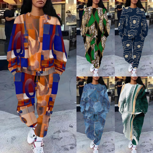 1 Piece Custom Casual Print Long Sleeve Sweatshirt Sweatpant Two Piece