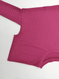 Solid Color Short Sleeve Layback Pantset