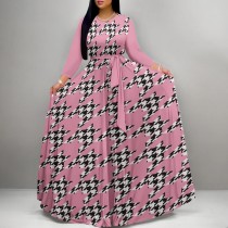 1 Piece Custom Casual Print Long Sleeve Big Swing Dresses