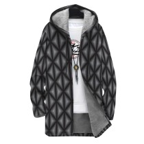 Casual Men's Printed Hooded Fleece Jacket