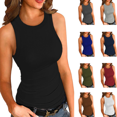 Round Neck Ribbed Tank Top