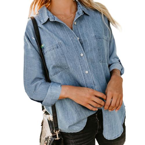 Autumn Fashion Lapel Loose Single Breasted Long Sleeve Cardigan Shirt