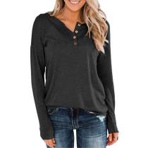 Women's Plus Size V Neck Button Tee Oversized T-Shirts Tunic Tops