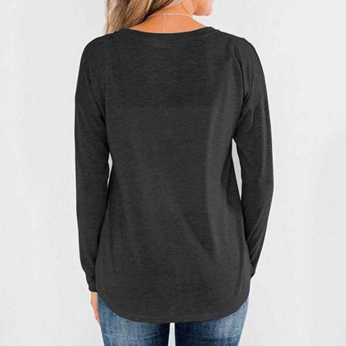 Women's Plus Size V Neck Button Tee Oversized T-Shirts Tunic Tops