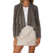 Solid Long Sleeve Flowy Draped Crop Coat Top Casual Loose Jacket Outwear