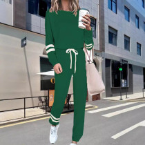Womens Clothing Sets Striped Print Sweatshirt & Sweatpants