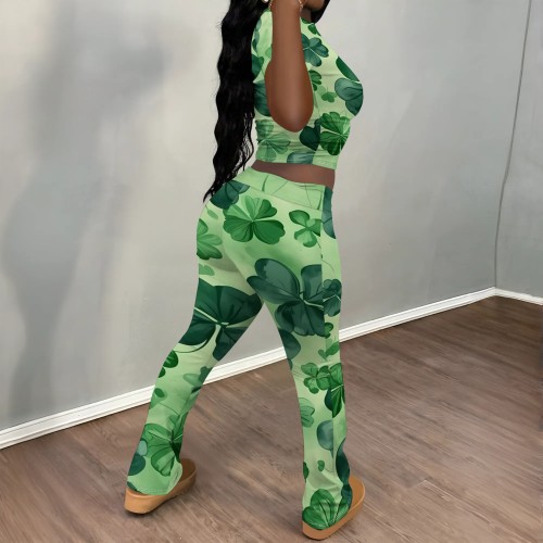 1 Piece Custom Casual Print Short Sleeve Sweatshirt Sweatpant Two Piece