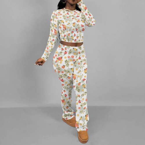 1 Piece Custom Casual Print Long Sleeve Pant Set