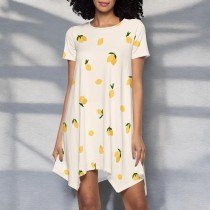 Casual Digital Printing Irregular Short Sleeve Women's Dress