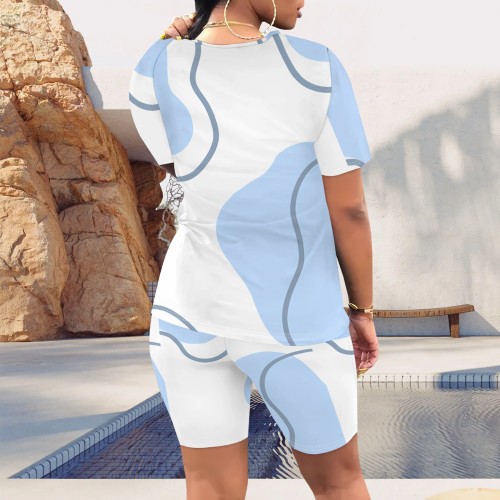 Casual Digital Printing Short Sleeve Short Set