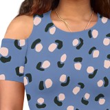 Casual Digital Printing Cold Shoulder O Neck Club Dresses