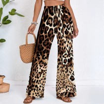 Casual Leopard Print Patchwork Loose Mid Waist Full Print Bottoms