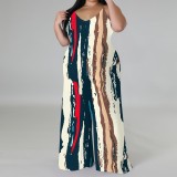 1 Piece Custom Casual Print V Neck Straps Wide Leg Jumpsuits with Headscarf