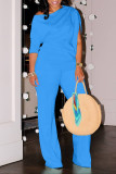 Casual Solid Color Patchwork Oblique Collar Long Sleeve Two Pieces